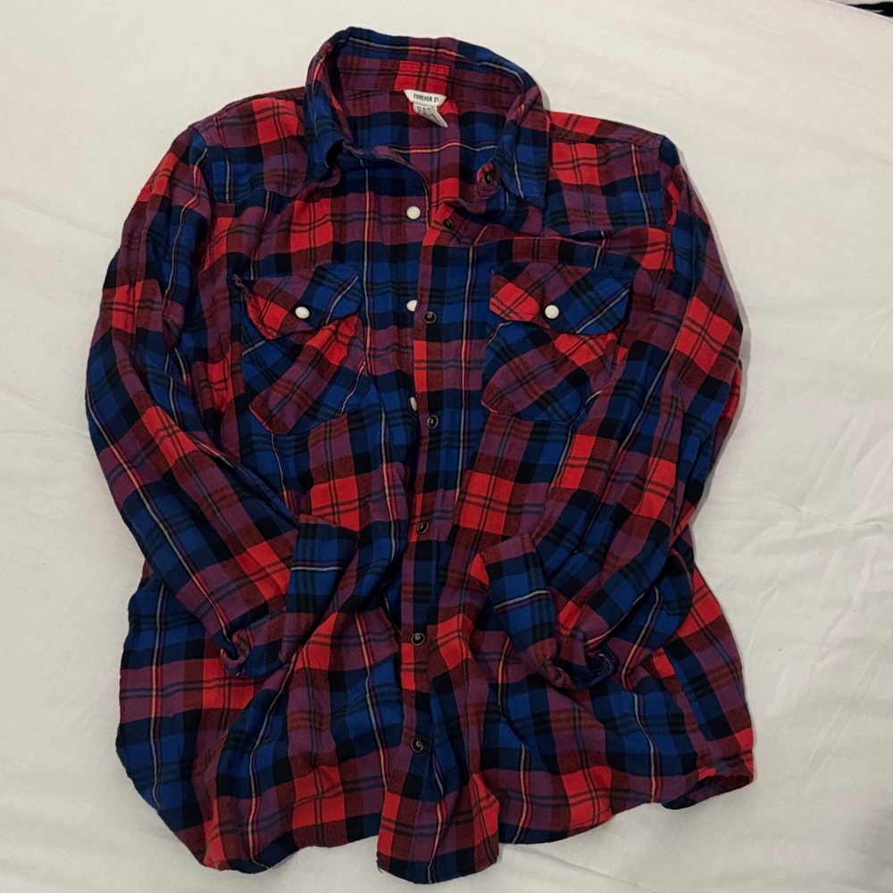 Forever 21 Red and Blue Plaid Flannel
